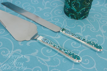 Monogram cake topper accessory: crystal server set