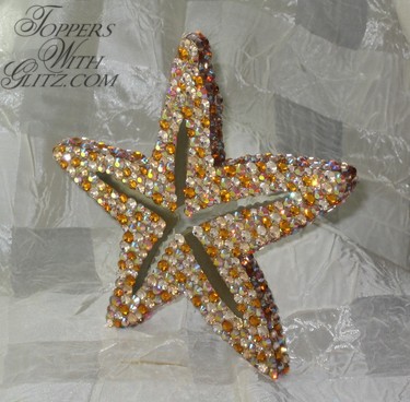 Crystal cake topper using Light Peach, Light Colorado Topaz AB, Topaz, Topaz AB and Silk